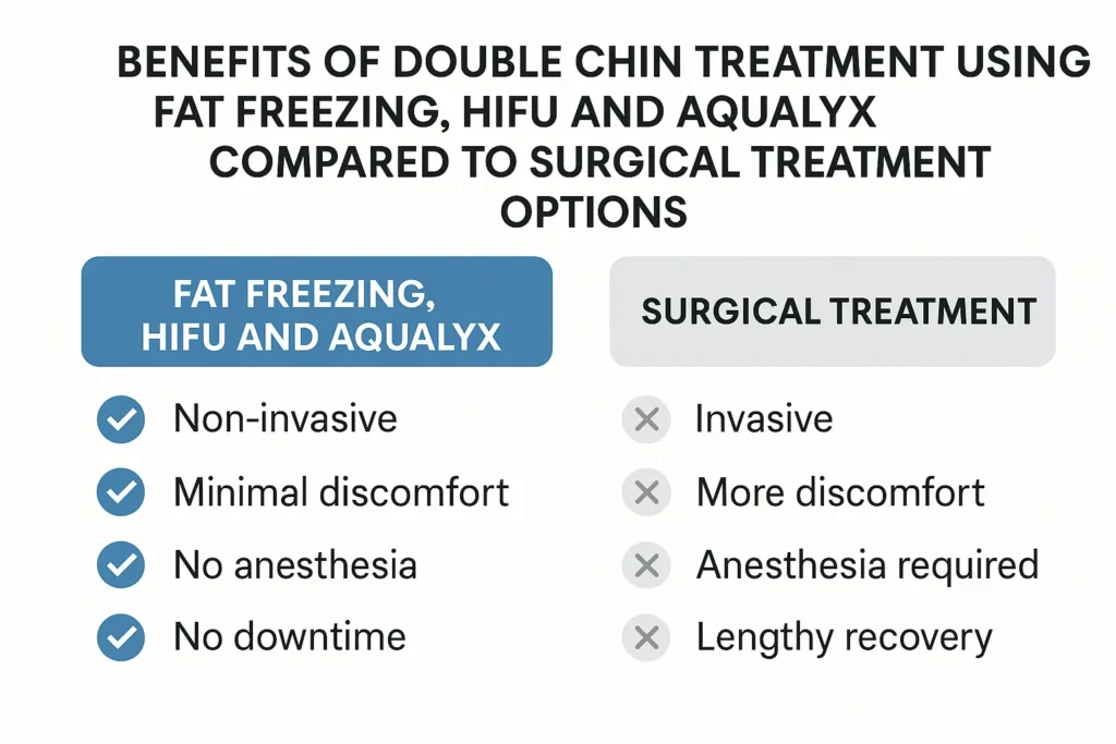 Graphic about the benefits of double chin treatment Greater London (Sutton) - from LA LIPO