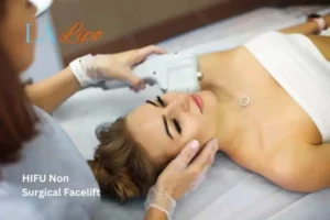 Woman having Hi-Fu to reduce wrinkles Greater London (Sutton).