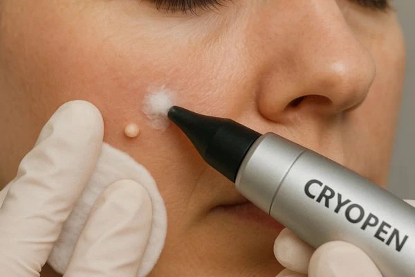 Woman receiving milia removal treatment Greater London (Sutton)